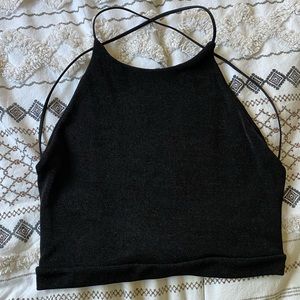 Metallic black crop top